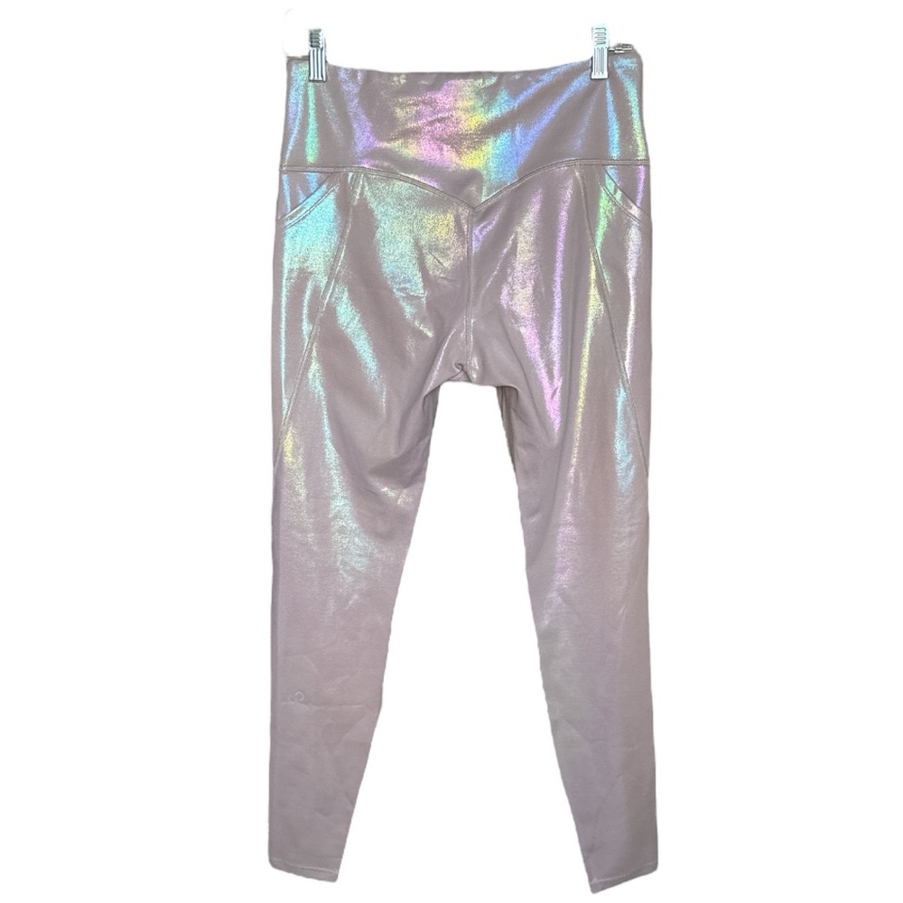 Curves N Combatboots Opal Metallic High Waisted Leggings size Large - Picture 2 of 4